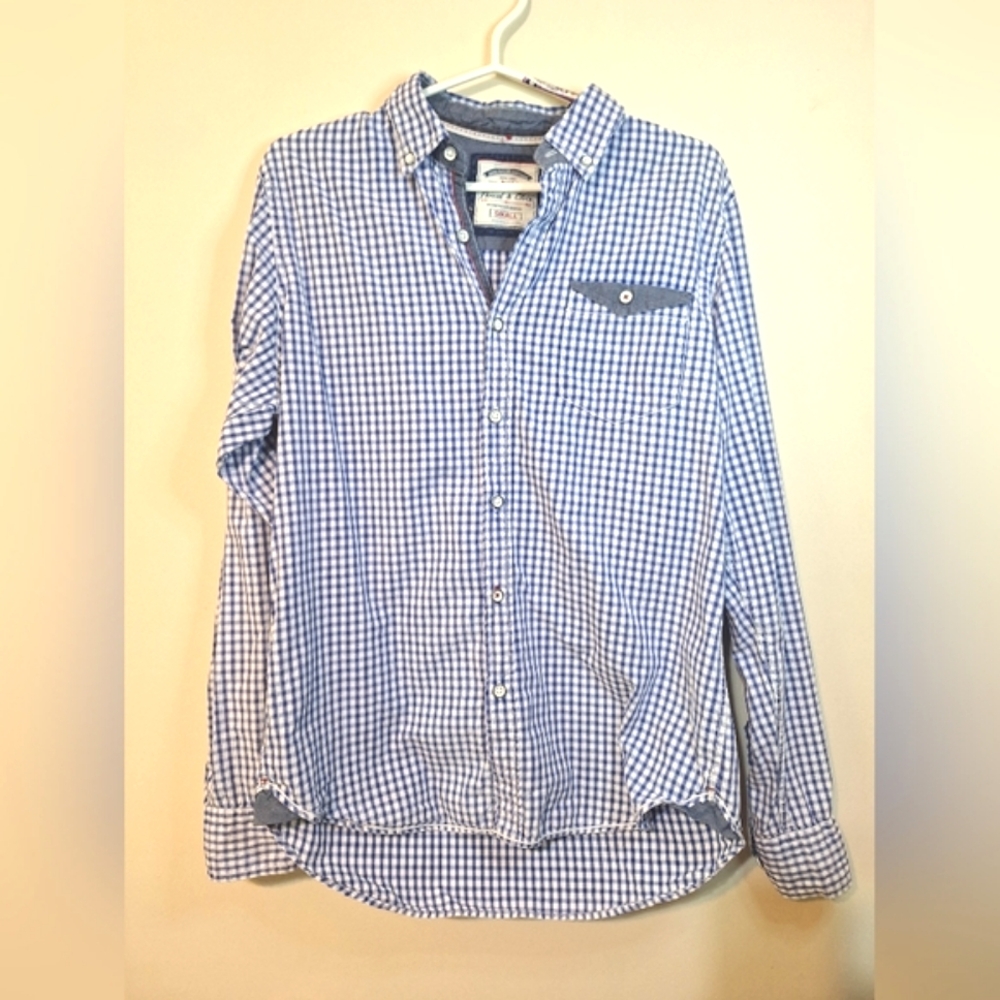 Thread & Cloth Small longsleeve blue gingham button-up